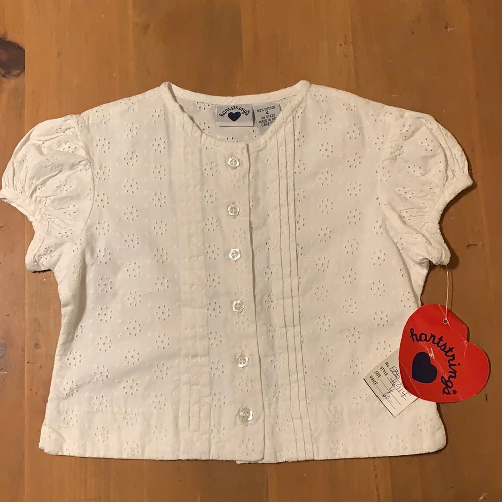 White cotton eyelet top.